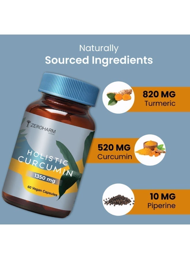 zeroharm Nano Curcumin 95% Curcuminoids + Black Pepper | 60 Veg Capsules - Image 2